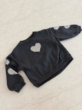 Zara Black Sweatshirt with Silver Heart Accents
